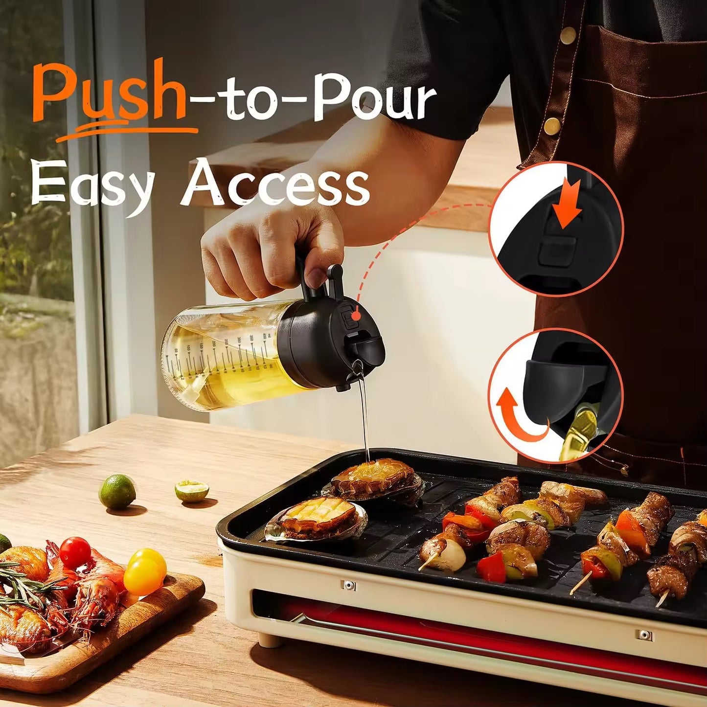 Olive Oil and Vinegar Spray air Fryer Accessories Barbecue Salad Baking Cooking Oil Distributor Glass Olive Oil Sprayer